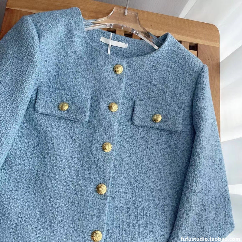 Coral Dust Düğmeli Boucle Ceket