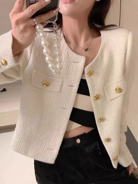 Coral Dust Düğmeli Boucle Ceket