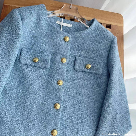 Coral Dust Düğmeli Boucle Ceket